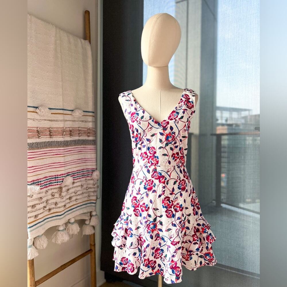 Tanya Taylor White Embroidered Sleeveless Mini Dress Women’s Size 2